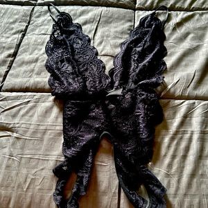 Lace crotchless body suit